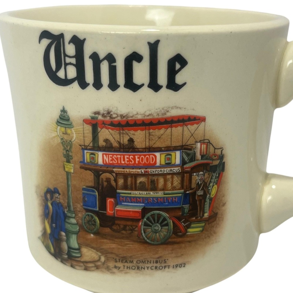 VTG Uncle Name Nestles Food Cream Ceramic Coffee Cup Steam Omnibus USA - Picture 2 of 7